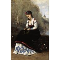 La couronne de fleurs by Jean-Baptiste-Camille Corot