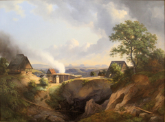 landscape near Maxen with a view to the Elbe Sandstone Mountains by Ernst Ferdinand Oehme