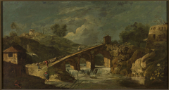 Landscape with a bridge by nieznany malarz włoski
