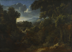 Landscape with Figures Beside a Waterfall
