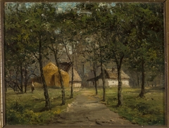 Landscape with houses among trees