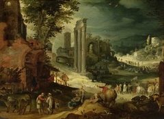 Landscape with Roman ruins by Paul Brill