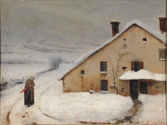 Landscape with Snow and Cottage by Fleury Chenu