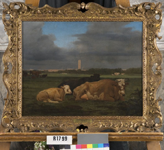 Landschap met koeien bij Zwolle by Hendrick ten Oever