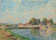 Le barrage à Saint-Mammès, canal du Loing by Alfred Sisley