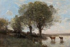 Le rappel des vaches by Jean-Baptiste-Camille Corot