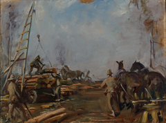 LOG HAULING AND LOADING by Alfred Munnings