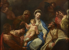 Madonna mit Kind, Heiligen und Engeln by Anonymous