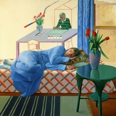 Model with Unfinished Self-Portrait by David Hockney