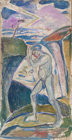 Naked Man in Rocky Landscape by Edvard Munch