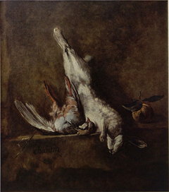 Nature morte au lapin et à la perdrix, dit aussi Le Retour de la chasse by Jean-Baptiste-Siméon Chardin
