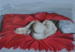 nude, 2014, oil on wood, 20x28 cm by Thanos Stokas