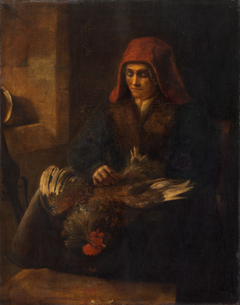 Old Woman Plucking a Fowl by Anonymous