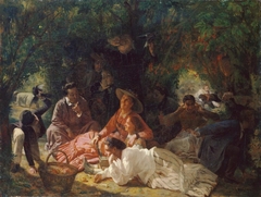 Picnic Outdoors by François-Auguste Biard