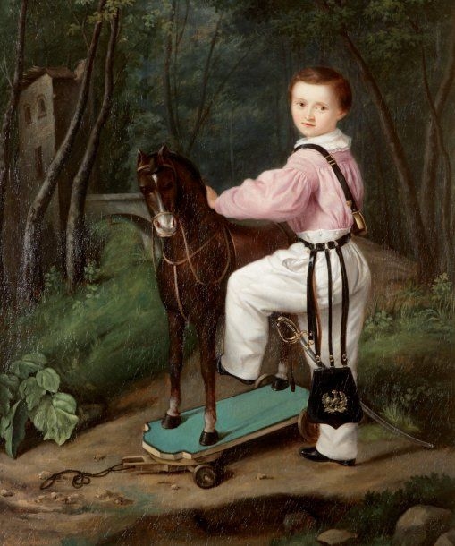Portrait of a Child with a Toy Horse