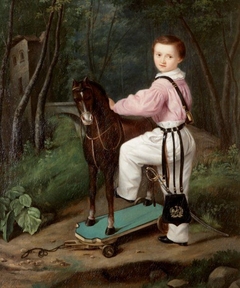 Portrait of a Child with a Toy Horse by Estelle de Barescut