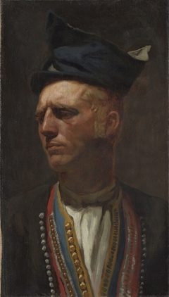 Portrait of a Farmer from Setesdal. Study for Fight in an old Farm House. by Olaf Isaachsen