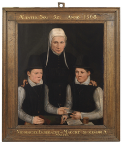 Portrait of a lady and two 12-year-old boys by anonymous painter