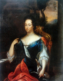 Portrait of a lady as Saint Cecilia. by Workshop of Caspar Netscher