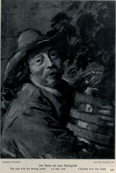 Portrait of a man with a barrel of herring