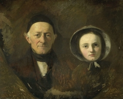 Portrait of Johann Joseph Hermann, the Artist's Father-in-Law, with his Grandchild Ida Schwartze, the Artist's oldest Daughter by Johann Georg Schwartze