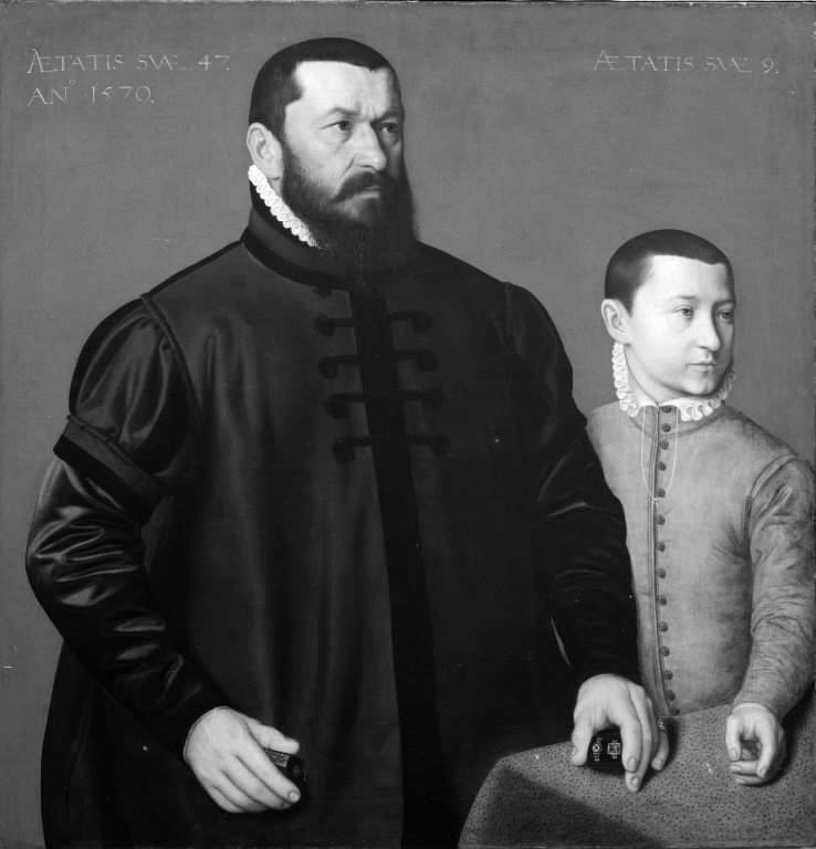 Portrait of the Nuremberg Goldsmith Hans Lencker (1523-1585) and his 9-year old son Elisius the Younger