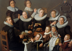 Portrait of the painter Andries van Bochoven and his family by Andries van Bochoven