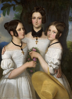 Portrait of three girls. by Johann Nejebse