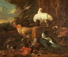 Poultry attacked by predatory Birds in a Landscape by Melchior d'Hondecoeter
