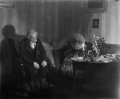 Rahbek ved sin hustrus dødsleje by Carl Thomsen