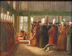 Reception of a French ambassador by the Great Vizir in Constantinople. by Antoine de Favray