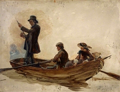 Rev. Thomas Guthrie, 1803 - 1873. Preacher and philanthropist (With his children, Patrick and Anne, fishing on Lochlee) by George Harvey