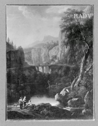 Rocky landscape with figures