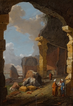 Roman ruins with turbaned figures by Bartholomeus Breenbergh