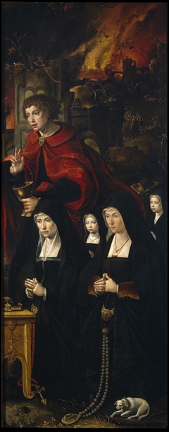 Saint John the Evangelist with Two Ladies and Two Girls (front). Saint Hadrian (reverse) by Pieter Coecke van Aelst