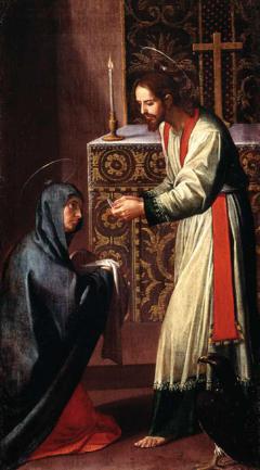 São João Evangelista dando a comunhão à Virgem by Alonso Cano