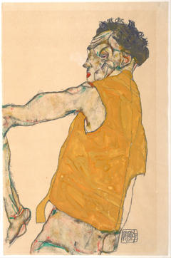 Self-Portrait in Yellow Vest by Egon Schiele