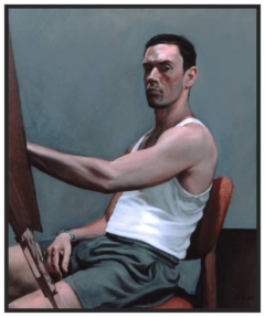 Selfportrait at the easel in the year 2001 by Niklas Szuhodovszky
