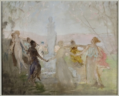 Sketch for the painting “Procession around the Venus de Milo statue” by Jan Ciągliński