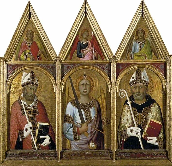 St Geminianus, St Michael and St Augustine, each with an Angel above