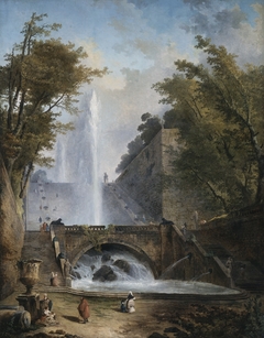 Stairs and Fountain in the Park of a Roman Villa by Hubert Robert