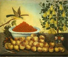 Still Life: Fruit, Bird, and Dwarf Pear Tree by Charles V Bond