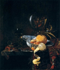 Still Life with a Porcelain Bowl and Nautilus Cup by Willem Kalf
