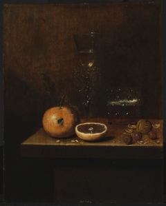 Still Life with Orange and Venetian Glass by Jan Jansz van de Velde