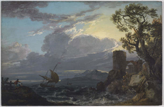 Stormy Sea with Castle Ruin and Figures by Paul Sandby