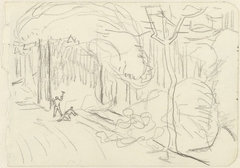Studieblad met twee figuren in een landschap by Jan Toorop
