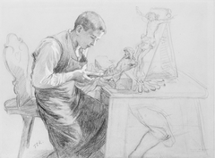 Study of a Boy Carving a Crucifix by Toby Edward Rosenthal