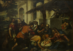 The birth of Jesus and adoration of the shepherds by Jacopo Bassano