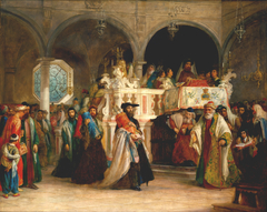 The Feast of the Rejoicing of the Law at the Synagogue in Leghorn, Italy by Solomon Hart