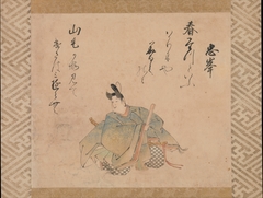 The Poet Mibu no Tadamine, from a set of album leaves illustrating The Thirty-six Poetic Immortals by Iwasa Matabei